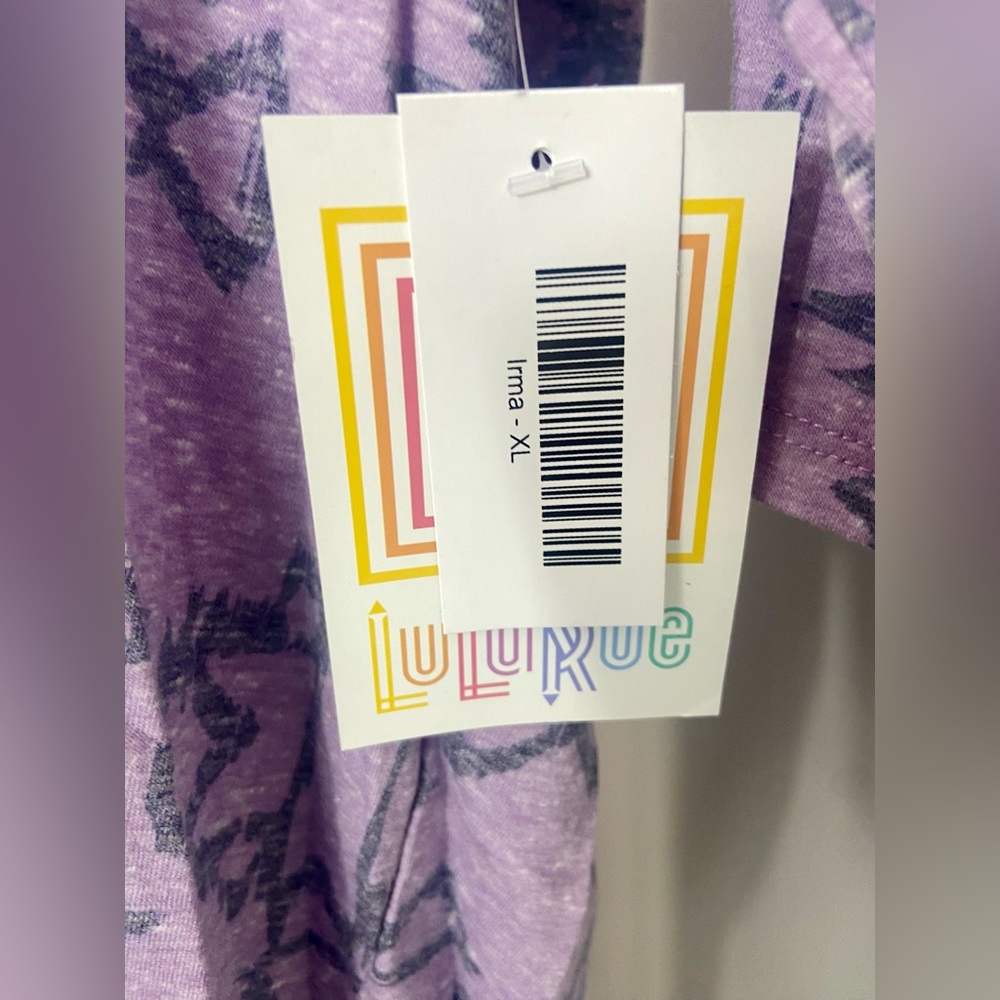 LuLaRoe Irma Tunic Style Top NWT Heather Purple Gray Aztec Southwestern Style - Picture 4 of 7
